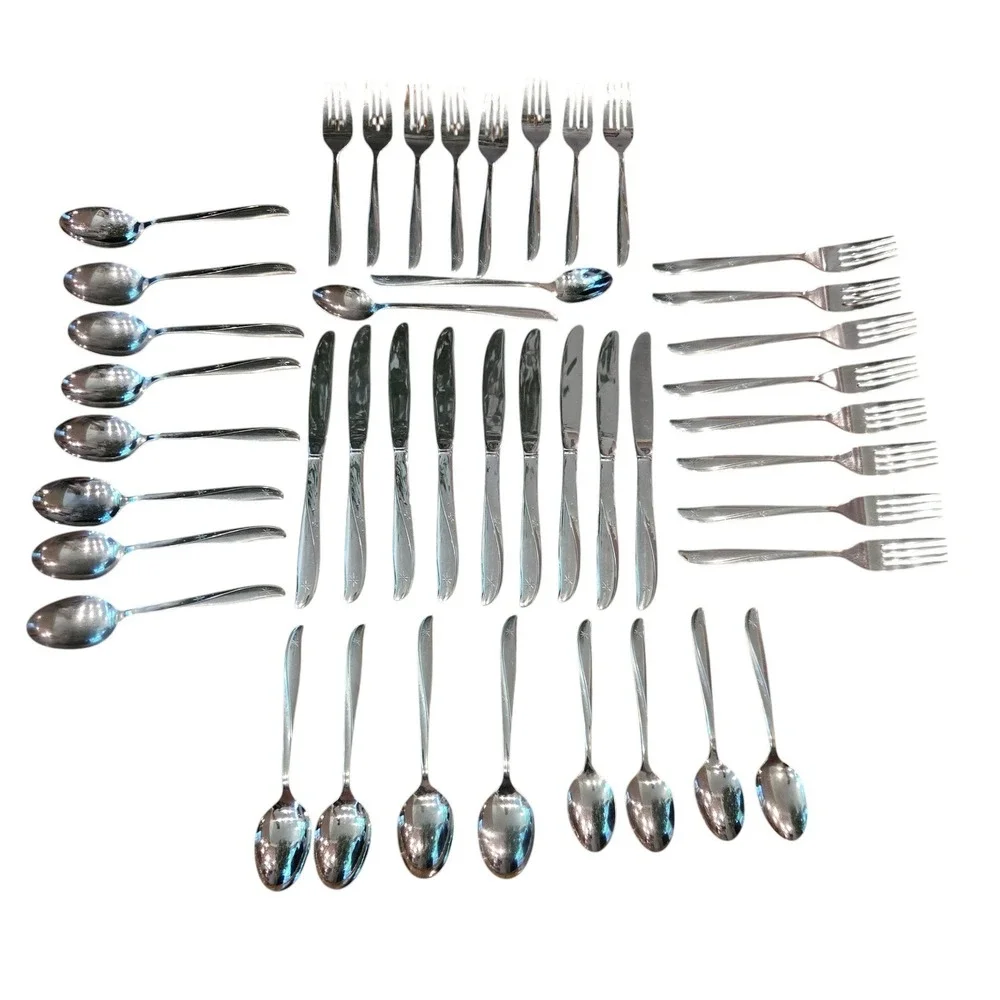 Oneida Flatware Set Community Twin Star 43pc Stainless MCM Forks 8 Place - READ